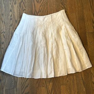 Loft 100% Linen Pleated White Mini Skirt Women’s Size 00P